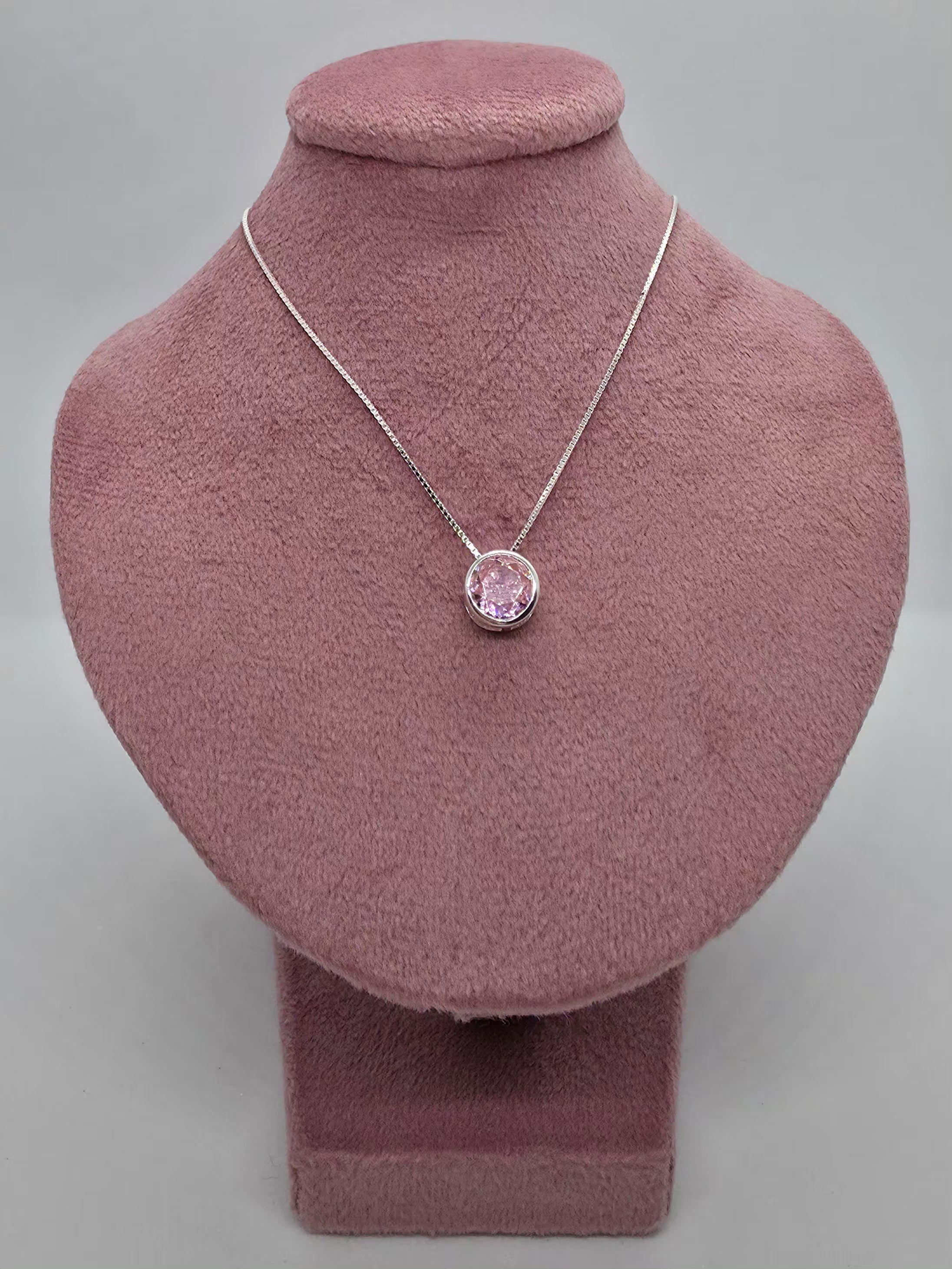 Collar enamora - Punto de luz circón rosa francia