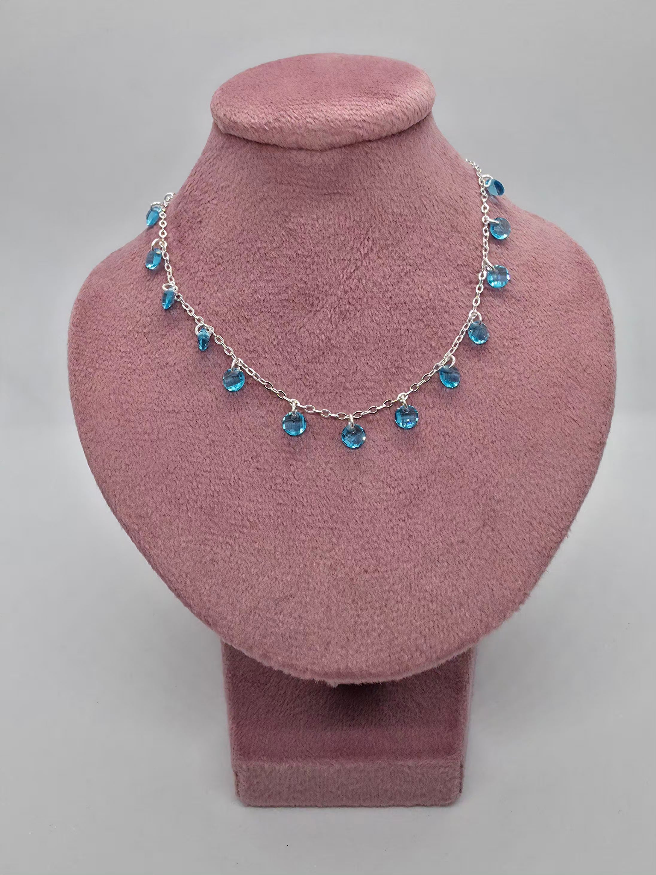 Collar Enamora - Lluvia circones zafiro