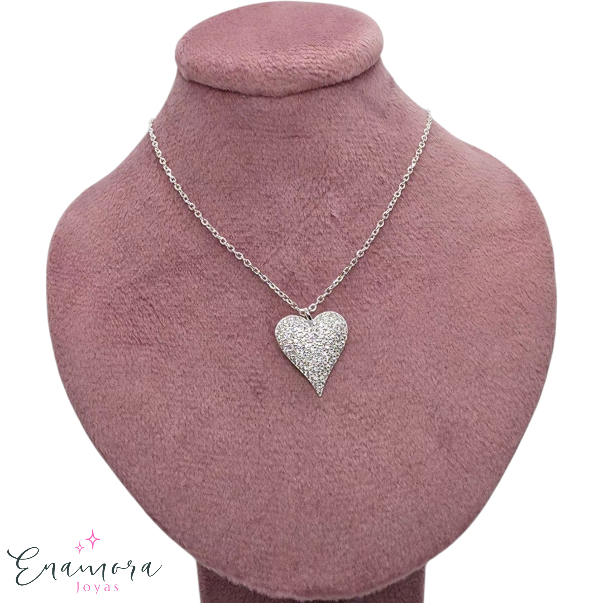Collar enamora - Corazón circones pavé