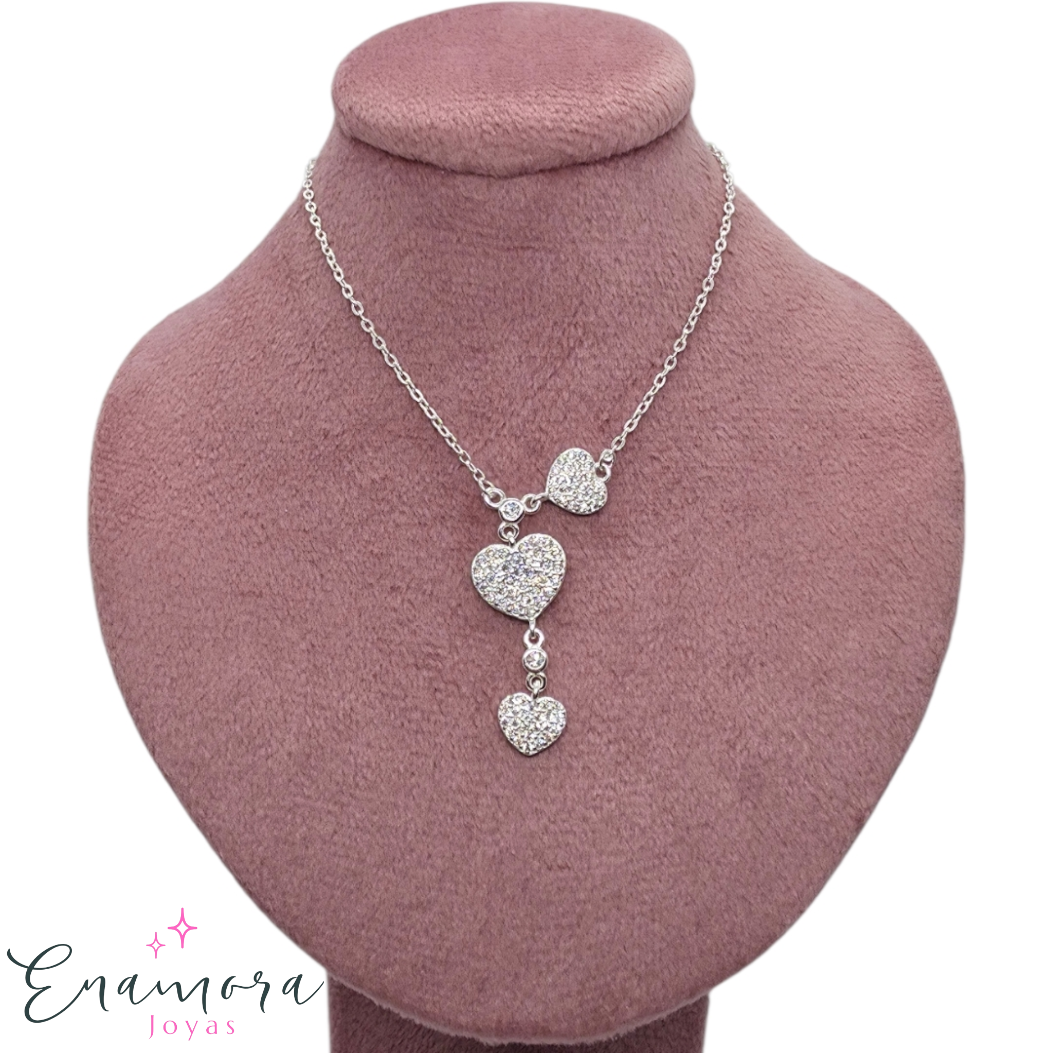 Collar Enamora - Cascada corazones circones