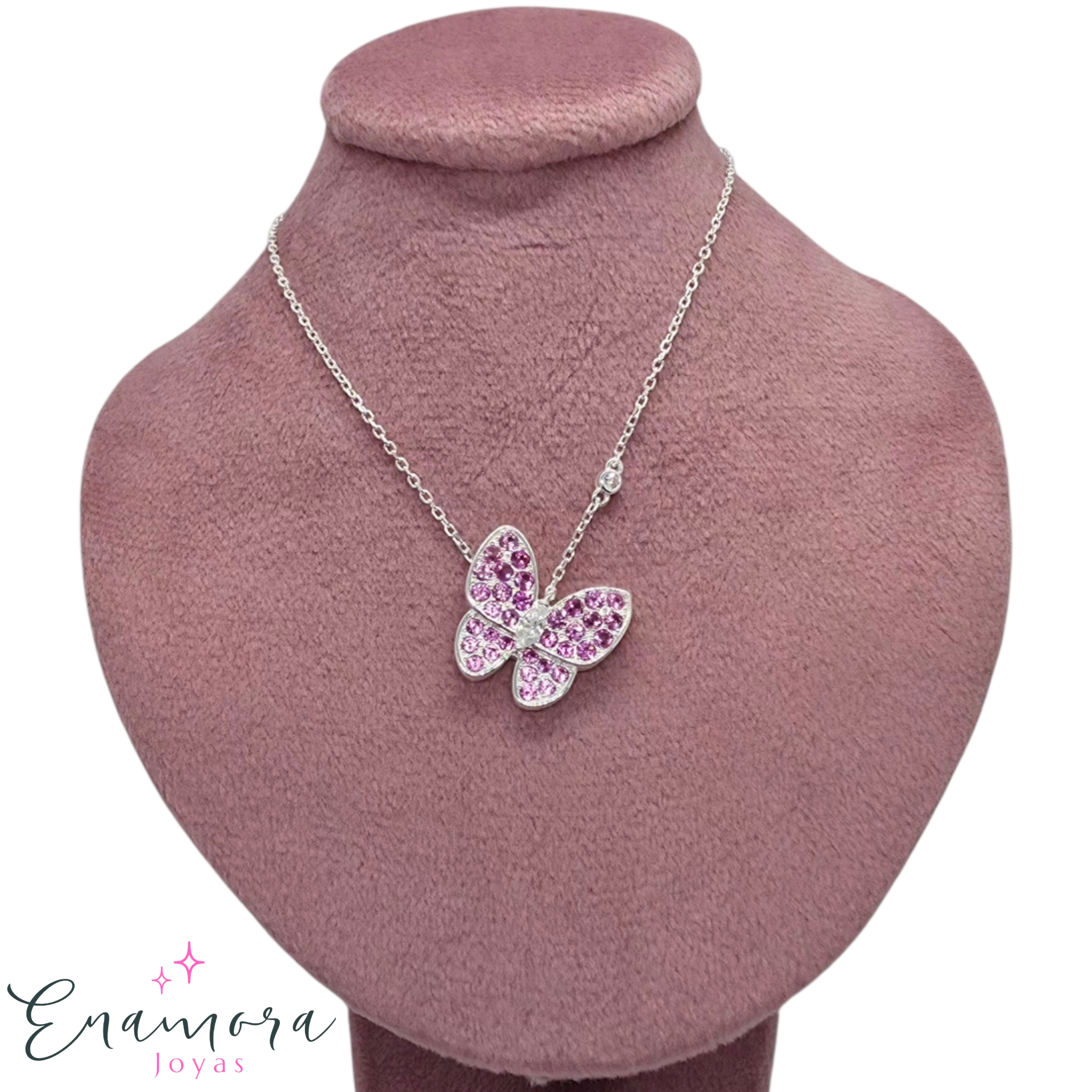 Collar enamora - Mariposa circones rubí