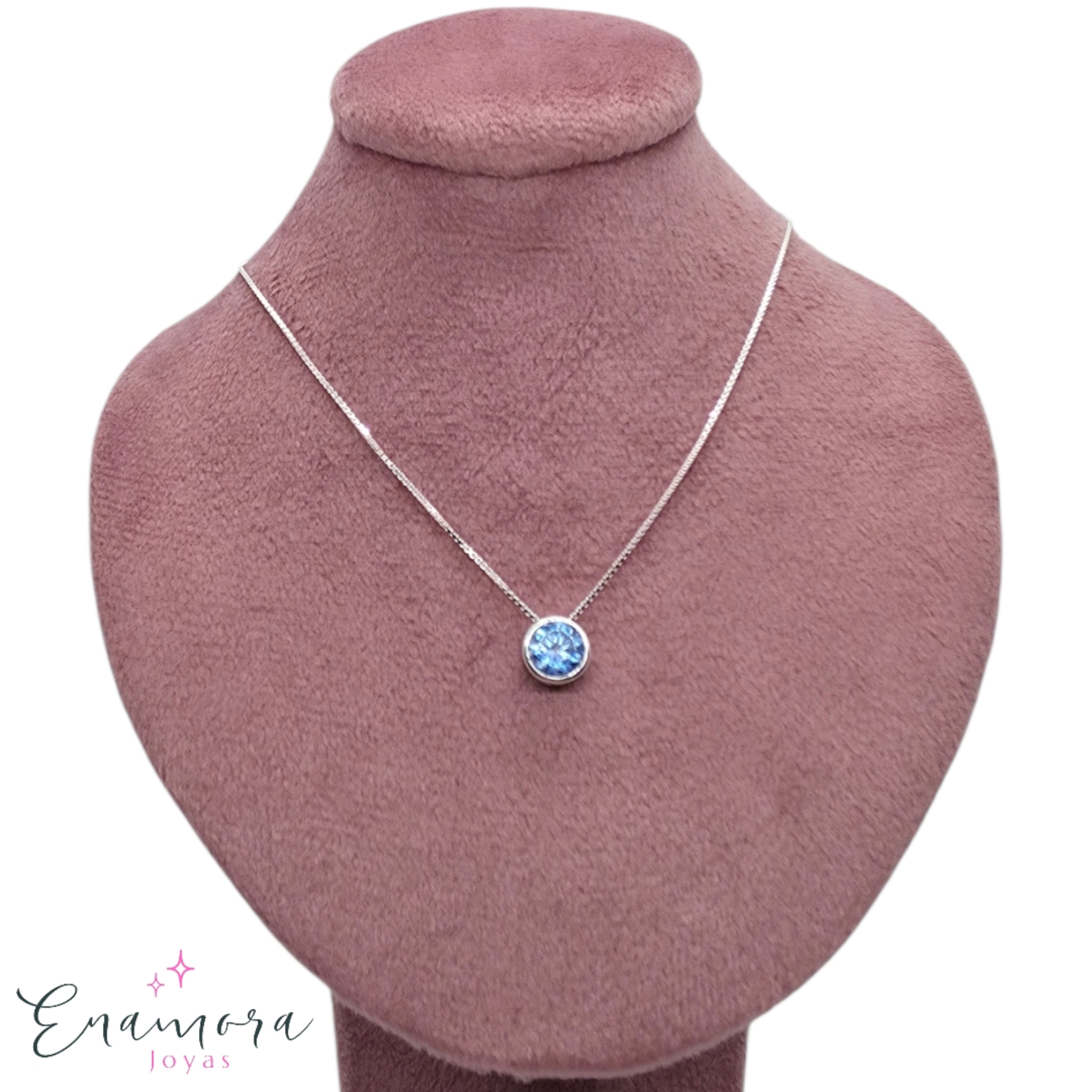 Collar Enamora - Punto de luz circón zafiro