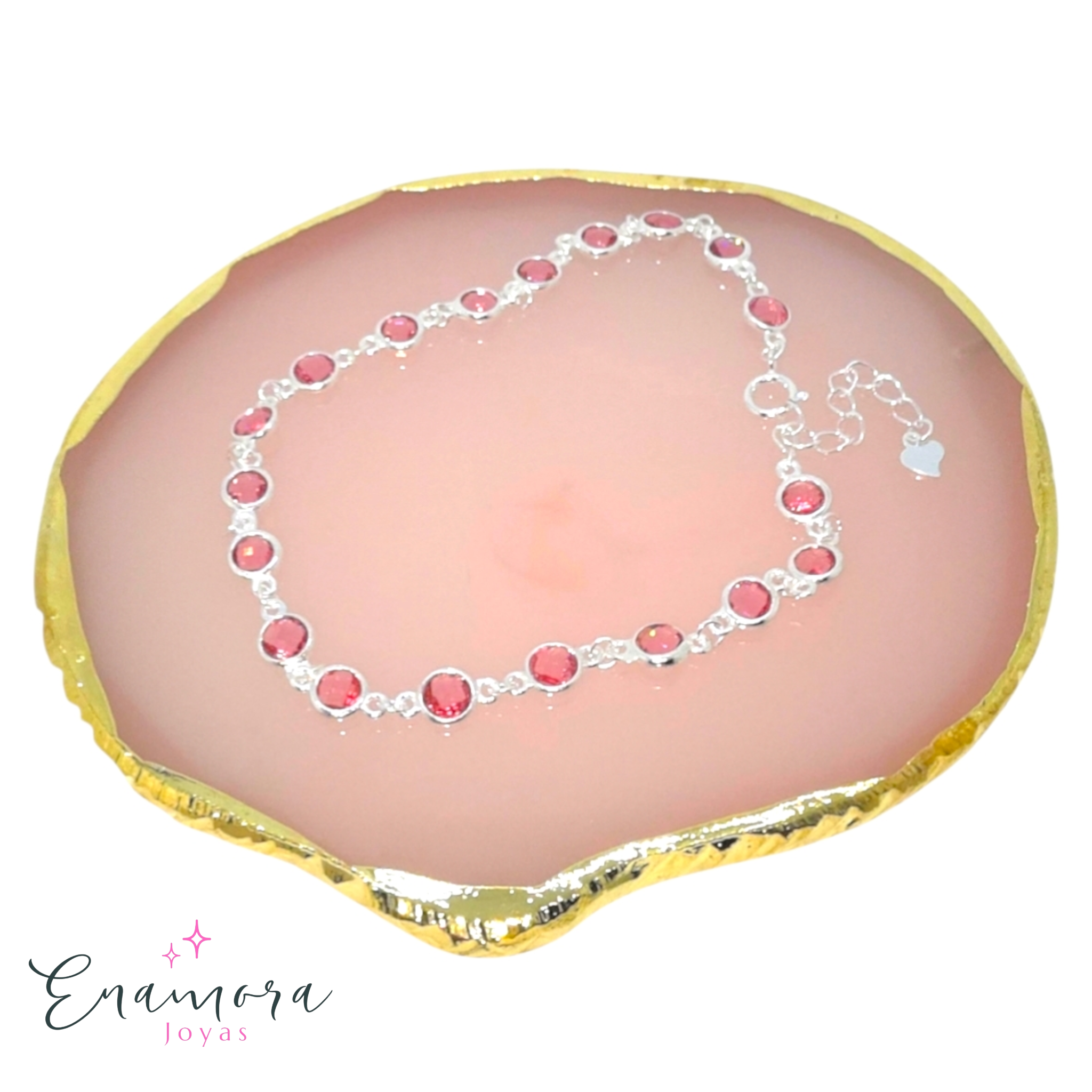 Pulsera Enamora - cristales rosados