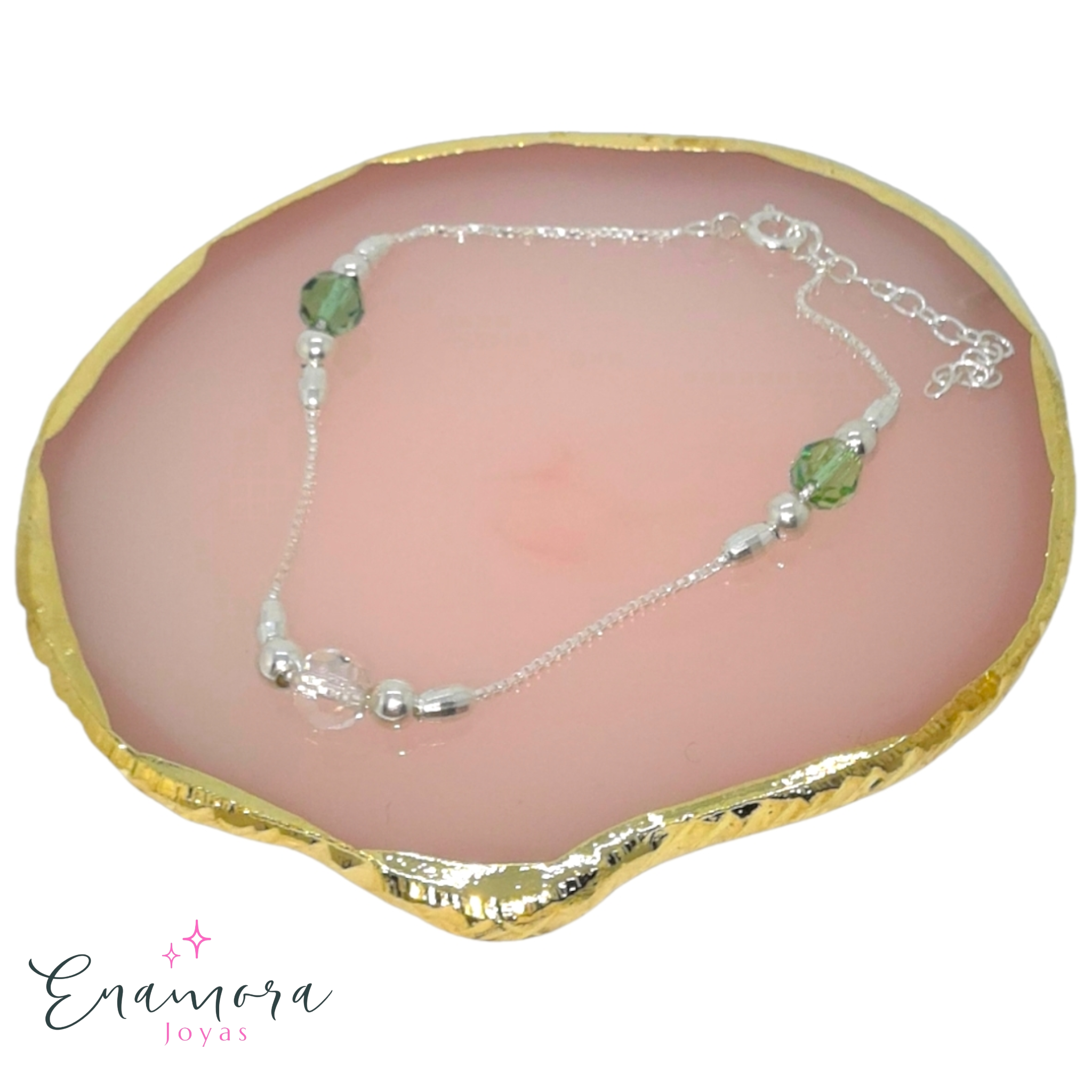 Pulsera Enamora - cristales verdes
